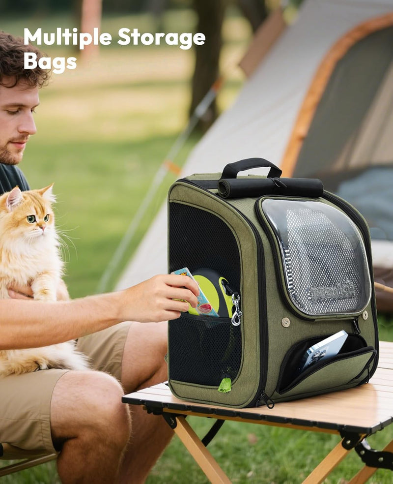 Pecute Cat Backpack Carrier, Large Space Cat Bubble Backpack, Ergonomic, Green