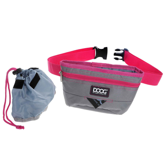 Bolsa grande de golosinas y entrenamiento DOOG gris/rosa de 8" x 8" x 5"