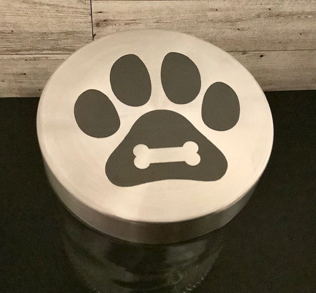 Treat Jar Engraved Pet Paw on Lid