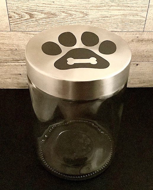 Treat Jar Engraved Pet Paw on Lid