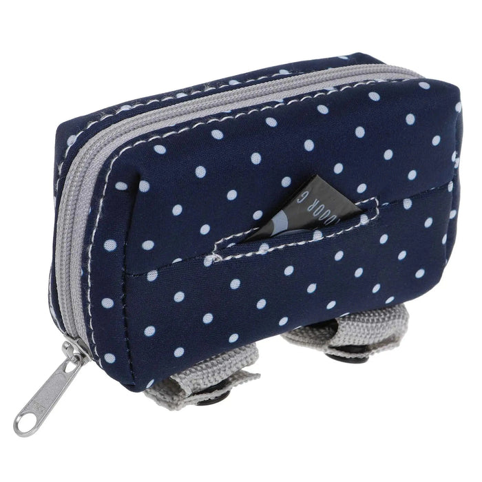 Estuche para walkie talkie DOOG con lunares azul marino y blancos de 4,73" x 1,58" x 3,94"