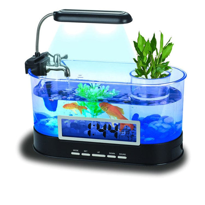 Desktop Mini Aquarium - Time Date Week Temperature Alarm -        SHIPPING IS INCLUDED IN THE PRICE OF THIS PRODUCT