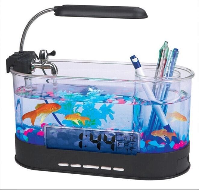 Mini Acuario de Escritorio - Hora Fecha Semana Temperatura Alarma - EL ENVIO ESTÁ INCLUIDO EN EL PRECIO DE ESTE PRODUCTO