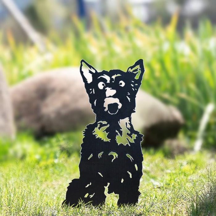 Adorno de jardín con silueta de perro de metal. EL ENVÍO ESTÁ INCLUIDO EN EL PRECIO DE ESTE PRODUCTO.