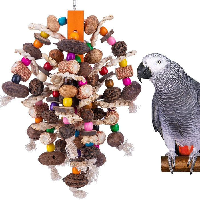 Large Parrots Nibbling On Toy Fruit Skewers - SHIPPING IS INCLUDED IN THE PRICE OF THIS PRODUCT