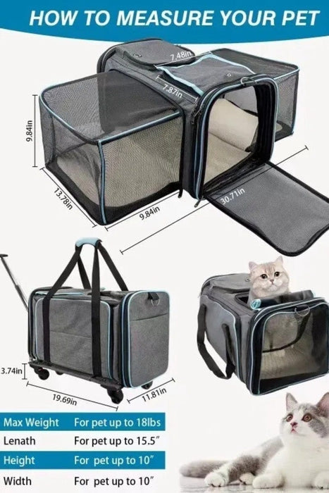 Pet Carrier, Airline Approved Cat And Dog Carrier On Wheels, Expandable Rolling Pet Carrier, Dog And Cat Travel Camping  - Free Shipping in US