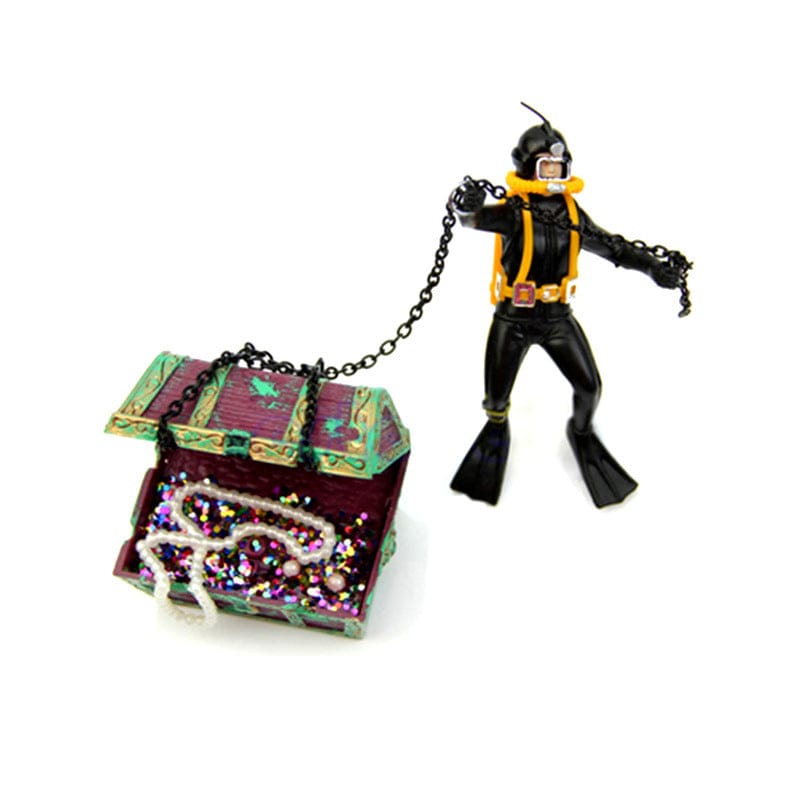 Diver with Treasure Chest - Action Aquarium Ornament -  FREE SHIPPING ON THIS PRODUCT