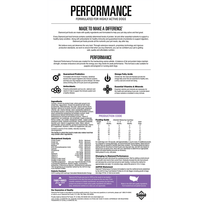 Diamond Performance 40lb Dry Dog Food (For Local Delivery or Pick-Up Only)