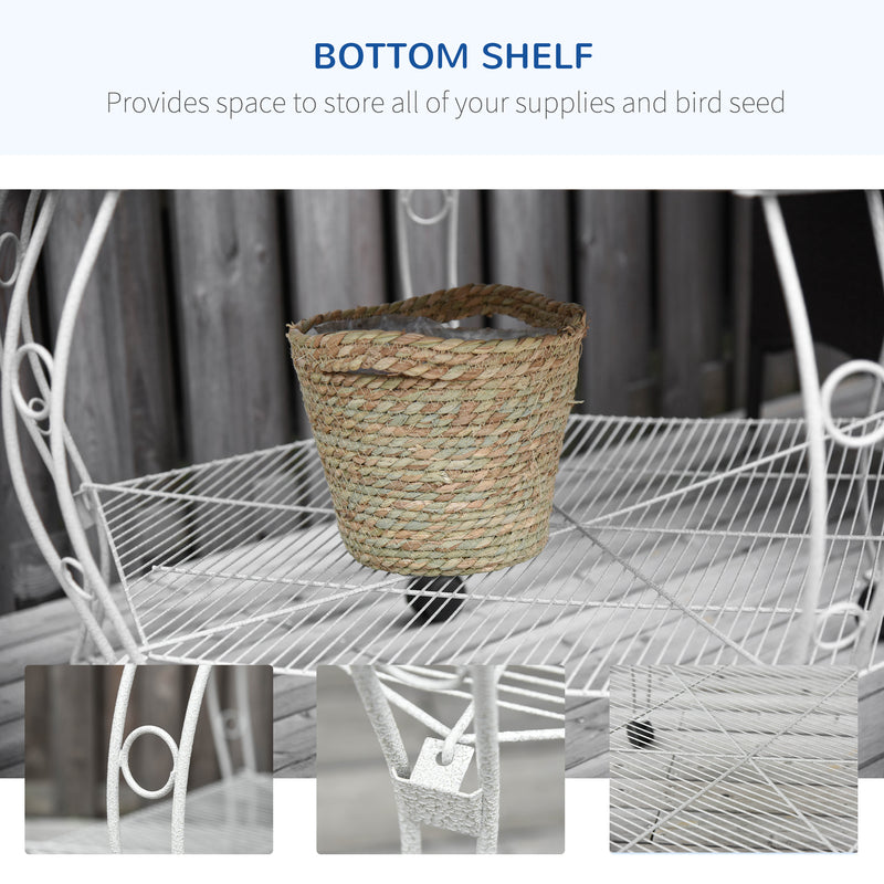 77" Flight Bird Cage Hexagon Covered Canopy Portable Aviary With Storage