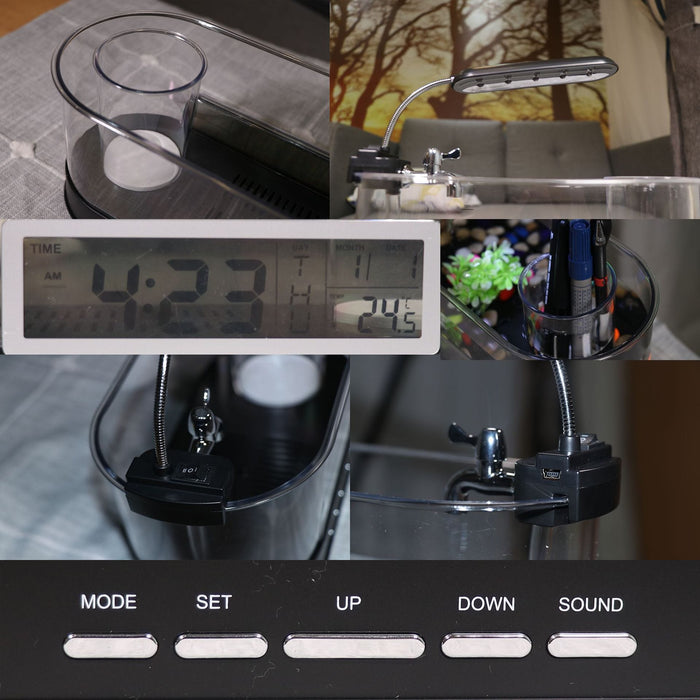 Desktop Mini Aquarium - Time Date Week Temperature Alarm -        SHIPPING IS INCLUDED IN THE PRICE OF THIS PRODUCT