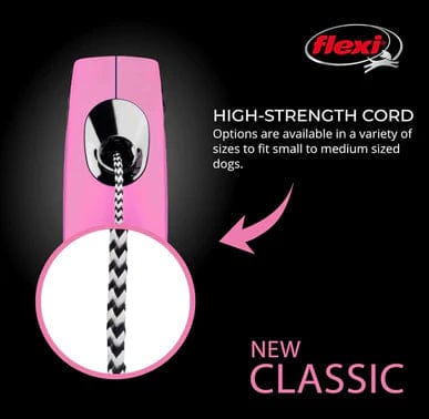 Flexi New Classic Retractable Cord Leash Pink