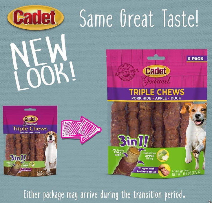 Cadet Gourmet Pork Hide Triple Chews with Duck and Apple