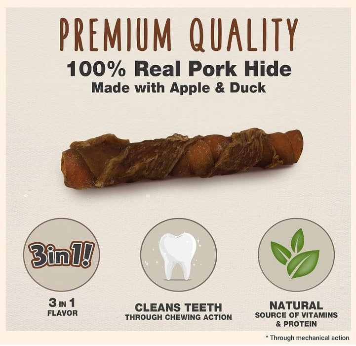 Cadet Gourmet Pork Hide Triple Chews with Duck and Apple