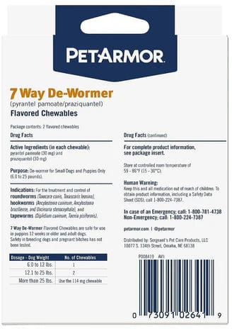 PetArmor 7 Way De-Wormer for Small Dogs and Puppies 6-25 Pounds