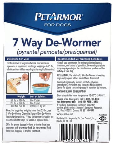 PetArmor 7 Way De-Wormer for Small Dogs and Puppies 6-25 Pounds