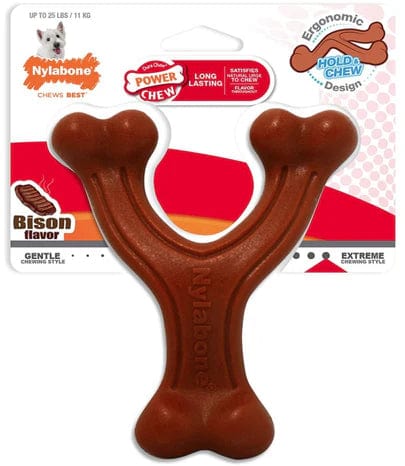 Nylabone Power Chew Wishbone Dog Chew Toy Bison Flavor