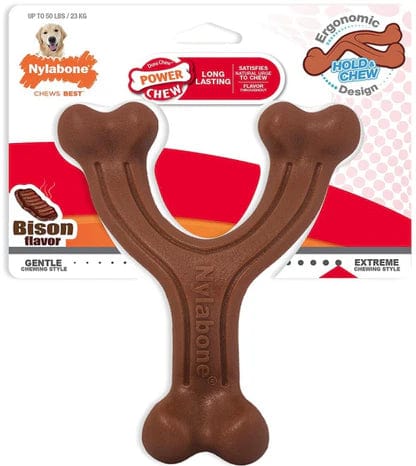 Nylabone Power Chew Wishbone Dog Chew Toy Bison Flavor