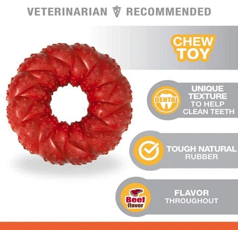 Nylabone Strong Chew Braided Ring Dog Toy Beef Flavor Wolf