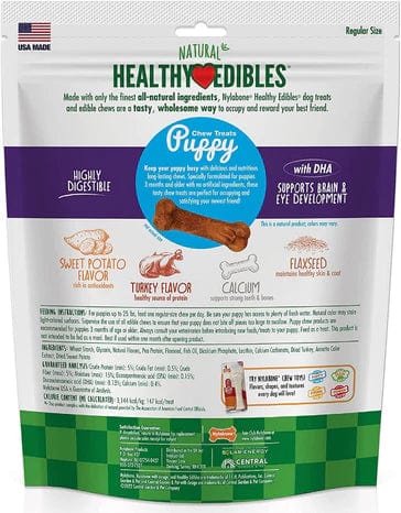 Nylabone Natural Healthy Edibles Puppy Turkey and Sweet Potato Puppy Chew Treats Regular