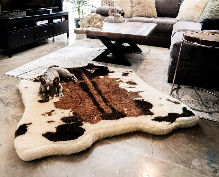 Paw Puprug Animal Print Memory Foam Dog Bed Brown Faux Cowhide