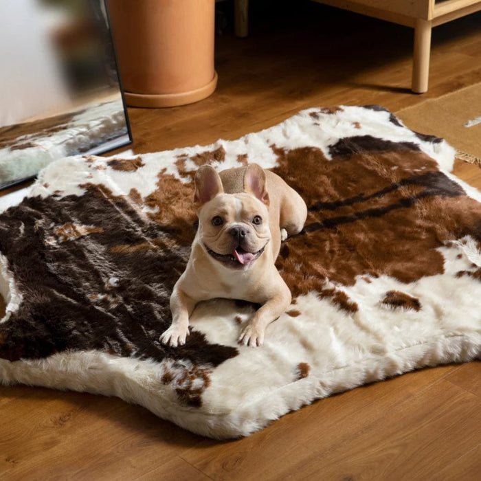 Paw Puprug Animal Print Memory Foam Dog Bed Brown Faux Cowhide