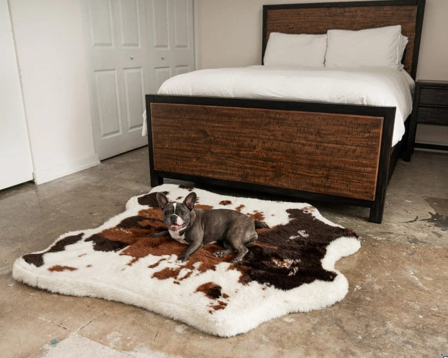 Paw Puprug Animal Print Memory Foam Dog Bed Brown Faux Cowhide