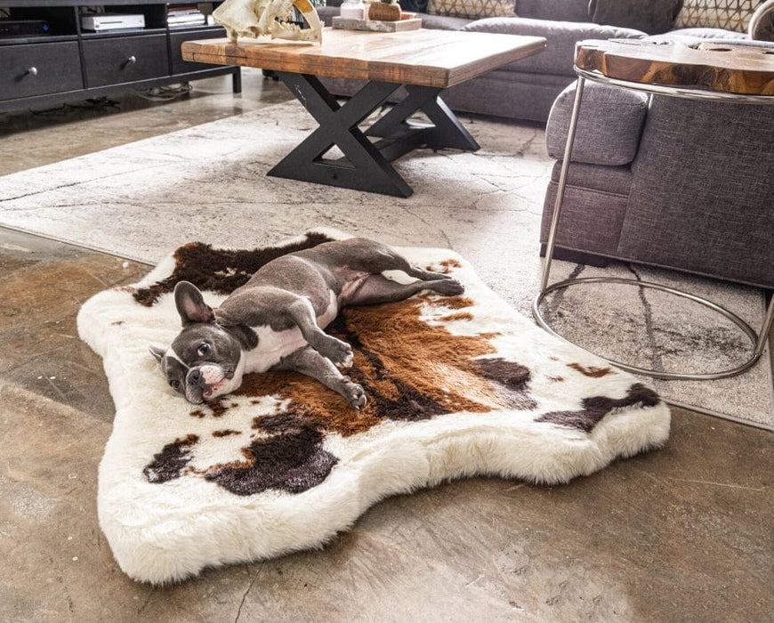 Paw Puprug Animal Print Memory Foam Dog Bed Brown Faux Cowhide