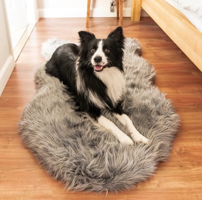 Paw PupRug Faux Fur Orthopedic Dog Bed Grey